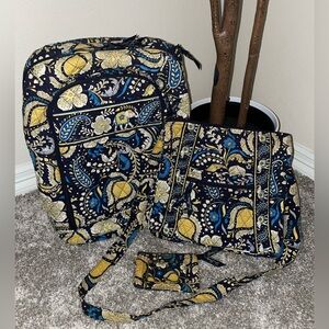 Vera Bradley Backpack, Crossbody Handbag / Purse and Wallet Set Used